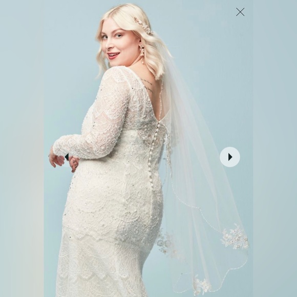 Cummerbund gown AND veil- David’s Bridal size 10 PLEASE READ DESCRIPTION - Picture 8 of 8